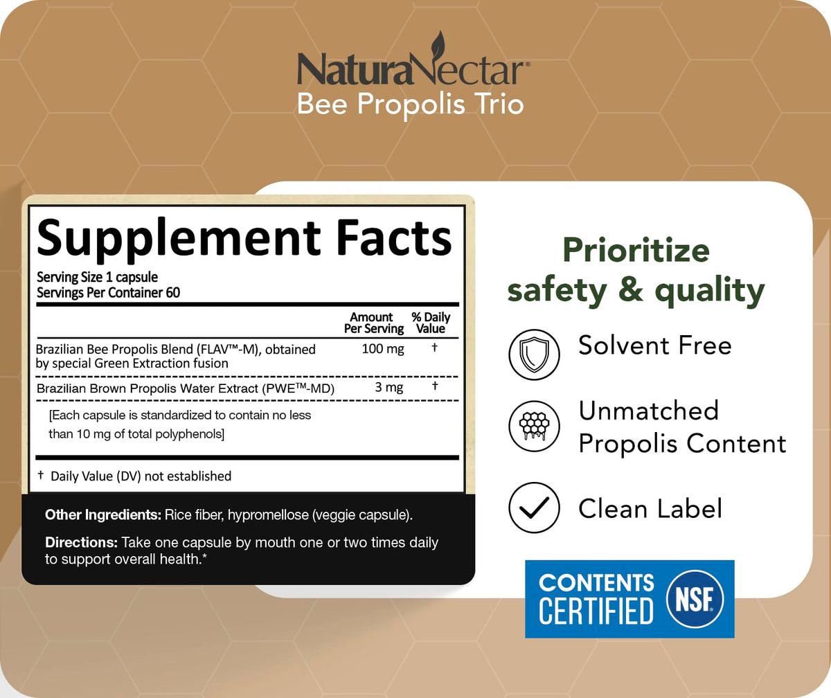 Vue latérale des Capsules de Propolis NaturaNectar