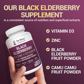 Vue latérale des Capsules de Sureau Noir Dr. Berg Nutritionals