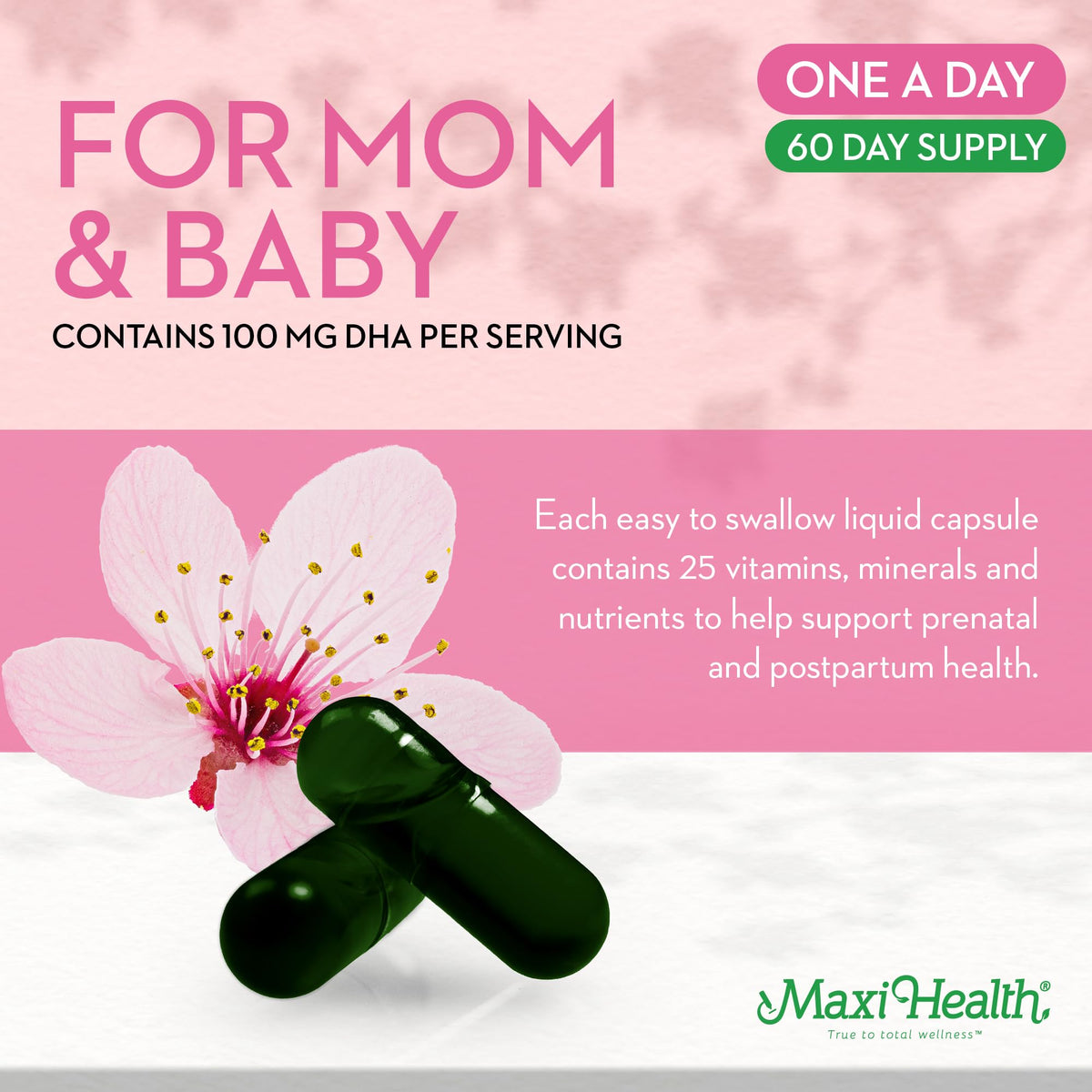 Vue latérale des capsules liquides Maxi Health