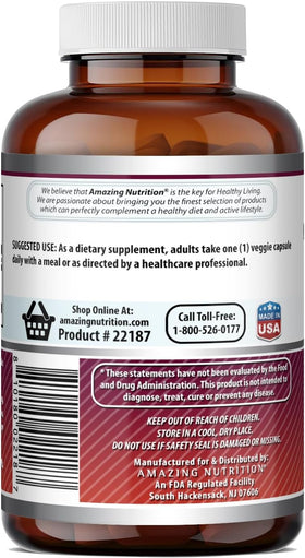 Vue latérale des capsules végétales Amazing Nutrition