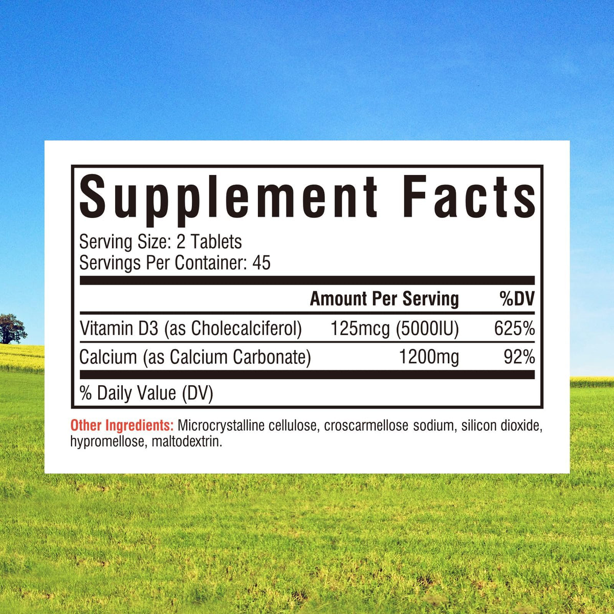 Vue latérale des comprimés de Calcium Innate Vitality 1200 mg