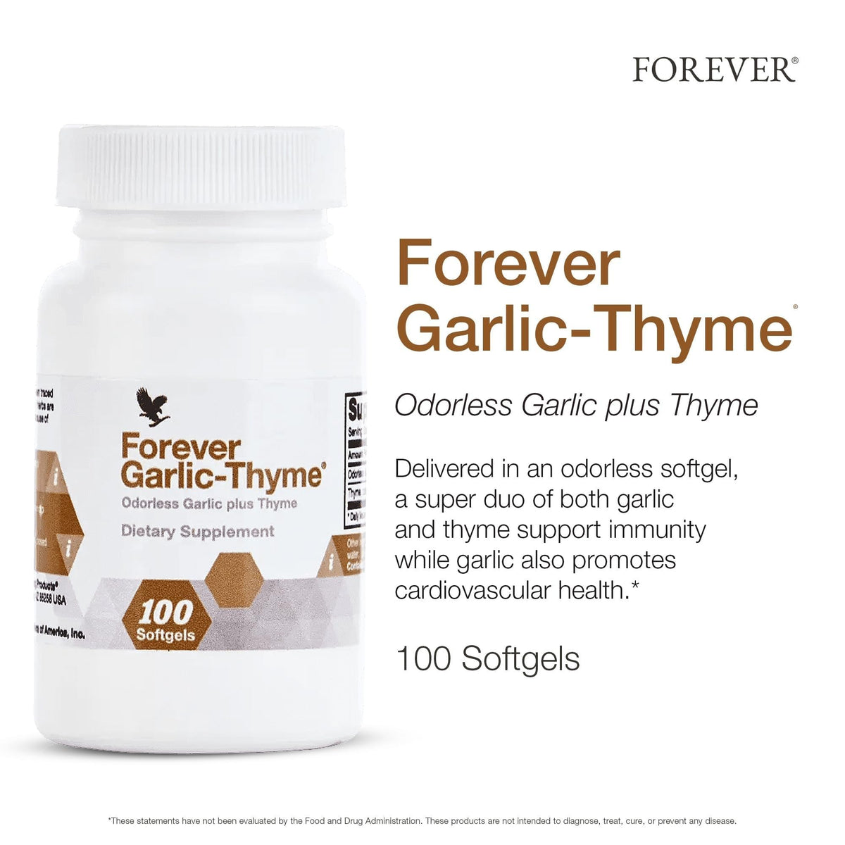 Vue latérale des gélules Forever Garlic-Thyme
