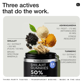 Vue latérale des gummies Shilajit Toniiq dans leur emballage