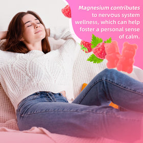 Vue latérale du bocal de gummies de magnésium malate
