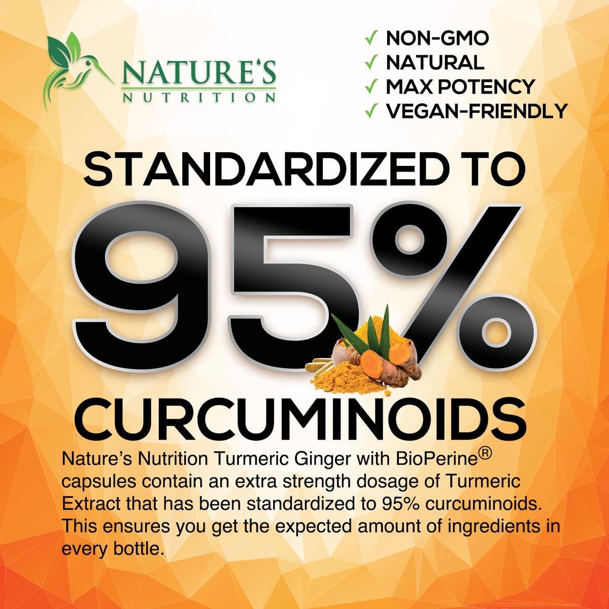 Vue latérale du complément Curcuma Curcumine Nature's Nutrition
