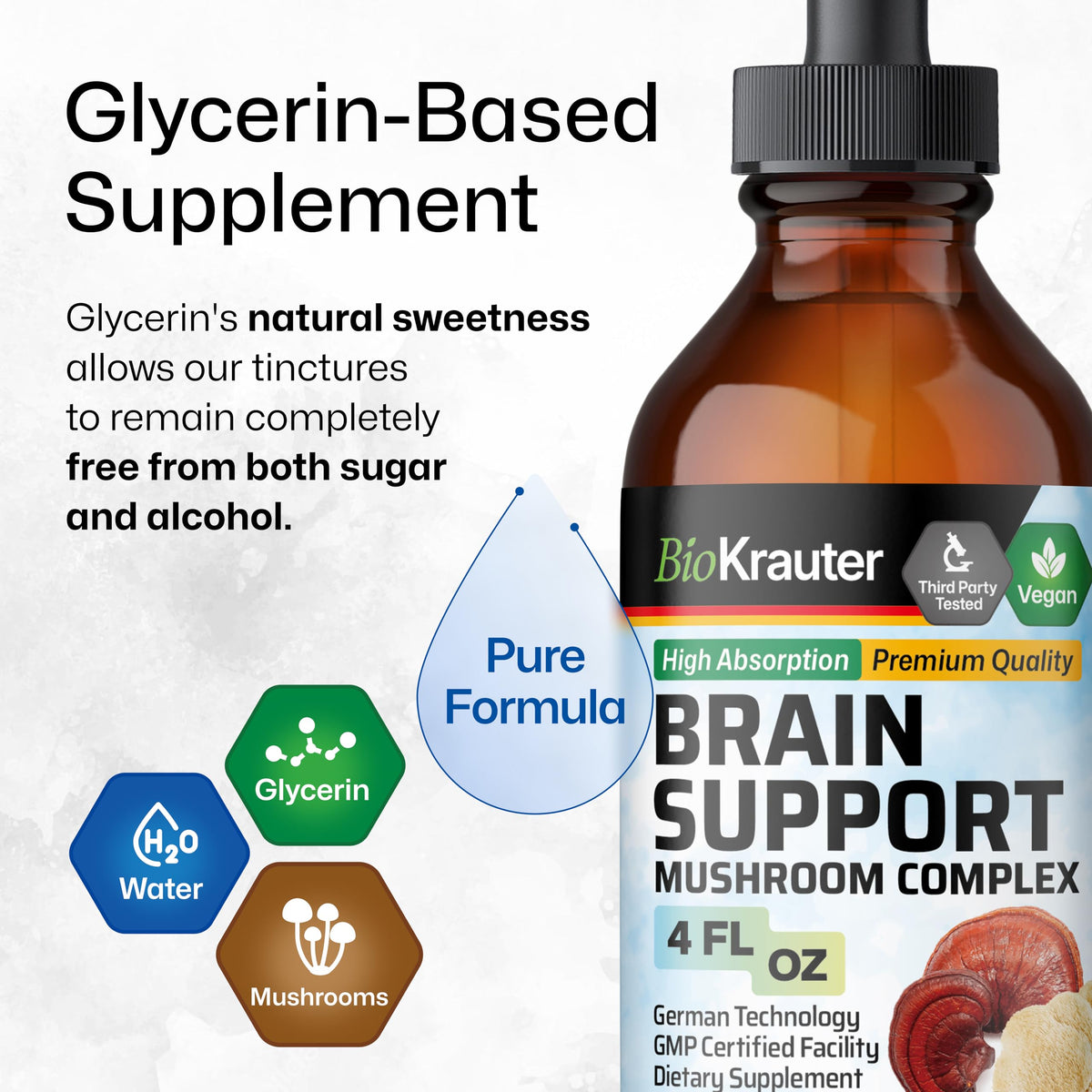 Vue latérale du Complexe de Champignons BIO KRAUTER 120ml