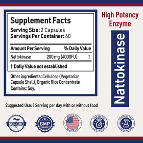 Vue latérale du flacon AgeImmune Nattokinase 4000 FU 200mg