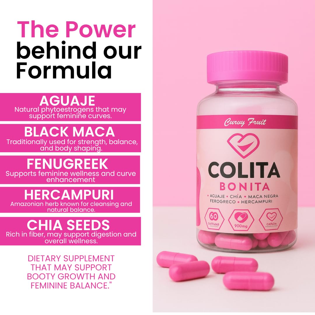 Vue latérale du flacon Curvy Fruit Aguaje, Maca Noire et Fenugrec