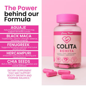 Vue latérale du flacon Curvy Fruit Aguaje, Maca Noire et Fenugrec
