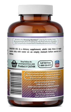 Vue latérale du flacon d'Amazing Nutrition L-Ornithine