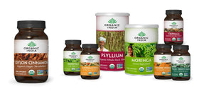 Vue latérale du flacon de cannelle de Ceylan ORGANIC INDIA