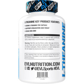 Vue latérale du flacon de capsules Evlution L-Theanine 200mg