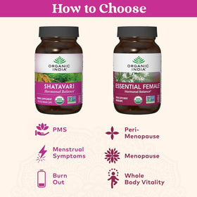 Vue latérale du flacon de capsules Shatavari ORGANIC INDIA