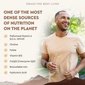 Vue latérale du flacon de foie de boeuf Ancestral Supplements