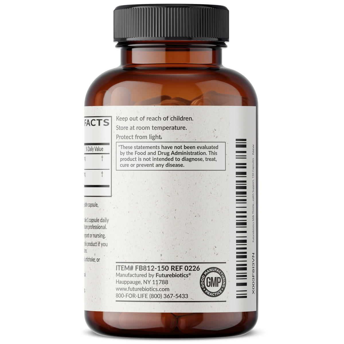 Vue latérale du flacon de Futurebiotics Chardon-Marie
