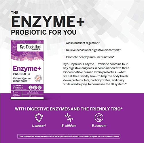 Vue latérale du flacon de Kyolic Kyo-Dophilus Enzymes+
