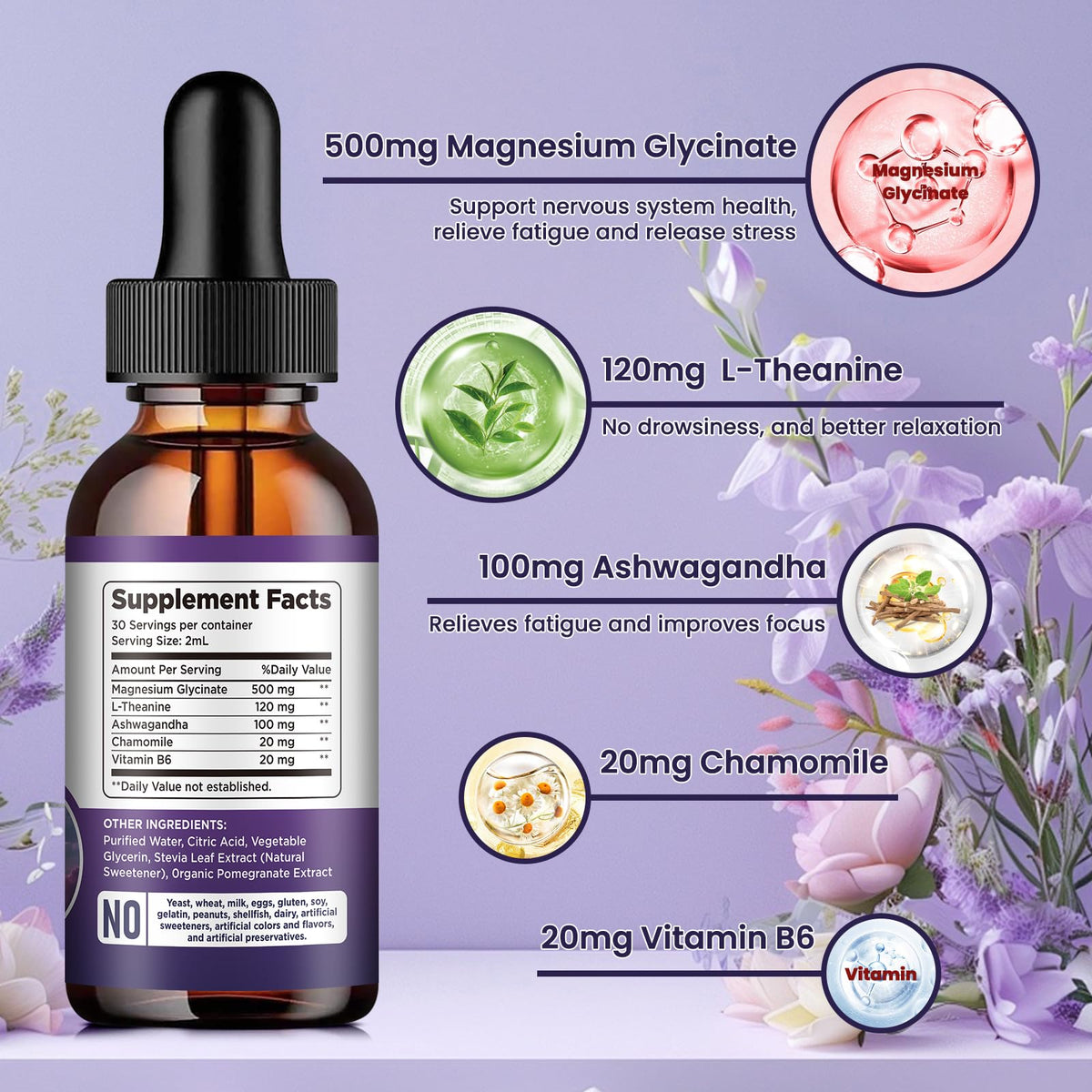 Vue latérale du flacon de magnésium glycinate dilib 500 mg