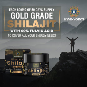 Vue latérale du flacon de résine de Shilajit Himalayen