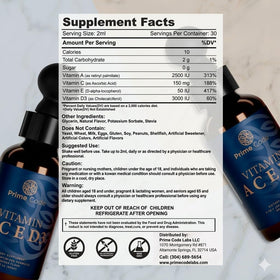 Vue latérale du flacon de vitamines Code avec dosage