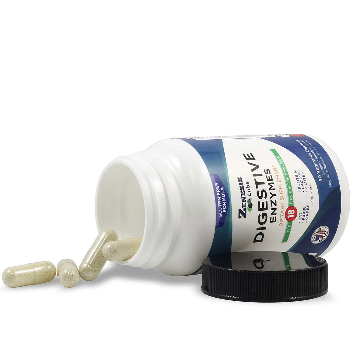 Vue latérale du flacon des Multi-Enzymes Zenesis Labs