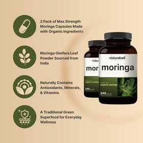 Vue latérale du flacon NatureBell Moringa avec étiquette