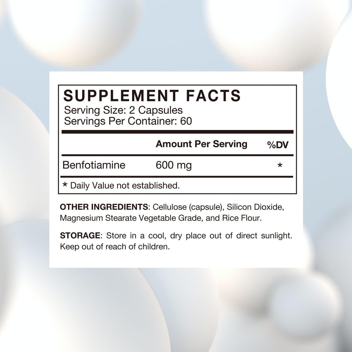 Vue latérale du flacon VHC Benfotiamine 600mg