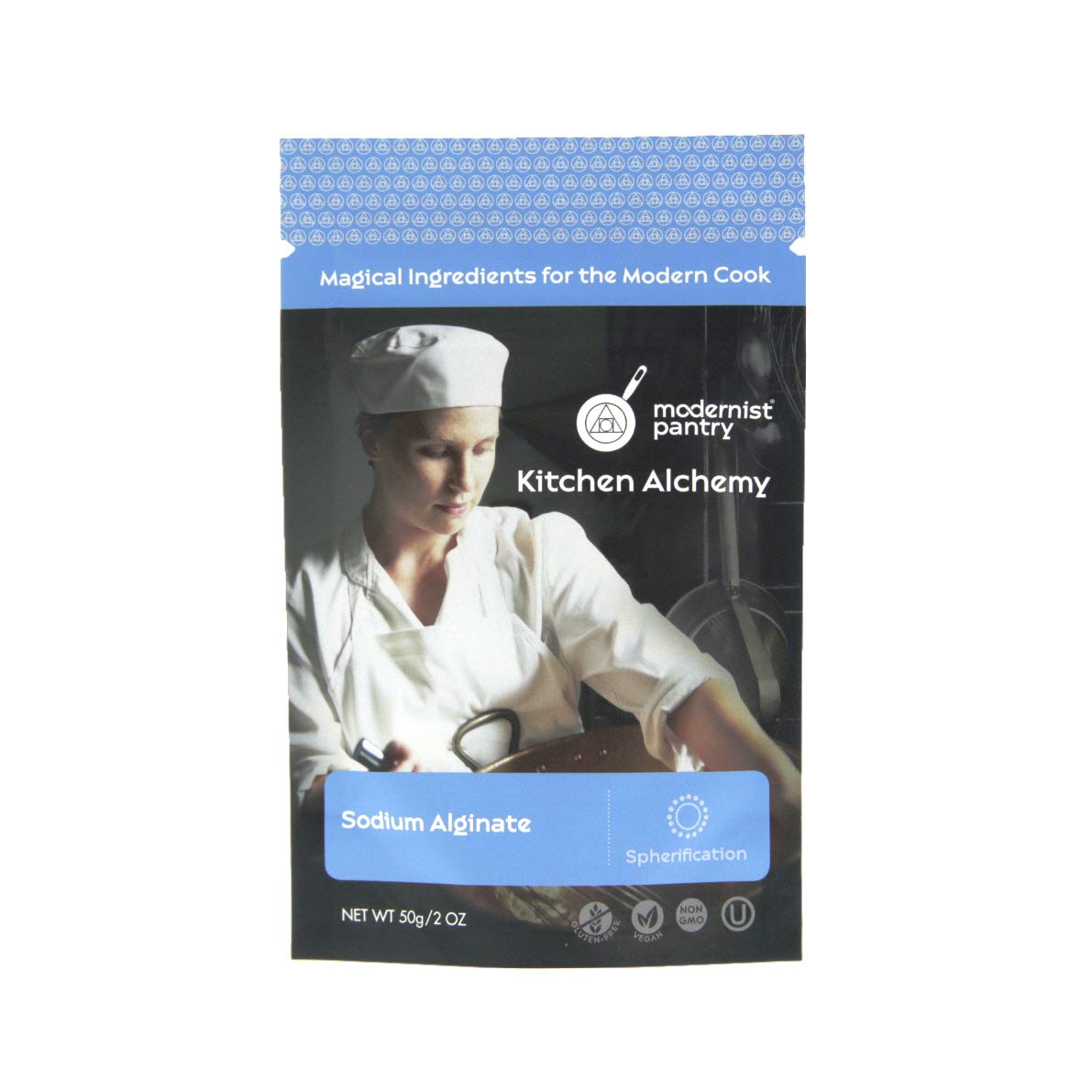 Vue latérale du pack de Sodium Alginate et Calcium Lactate
