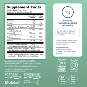 Vue latérale du pot de Complexe de Collagène Bioactif Vital Proteins