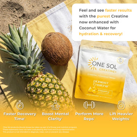 Vue latérale du pot de créatine One Sol ananas