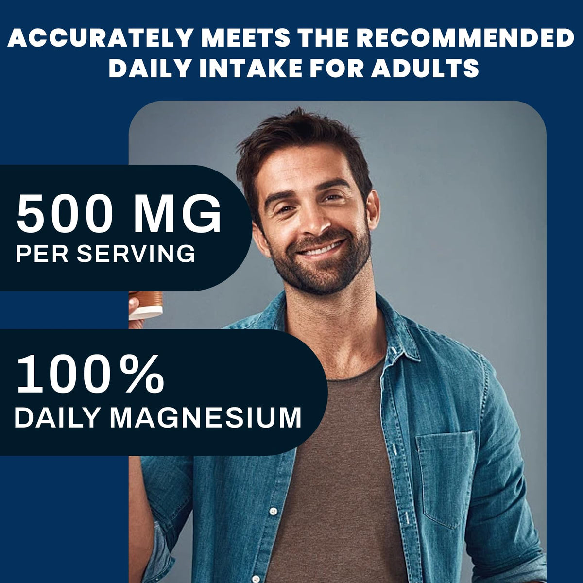 Vue latérale du pot de magnésium 120 capsules