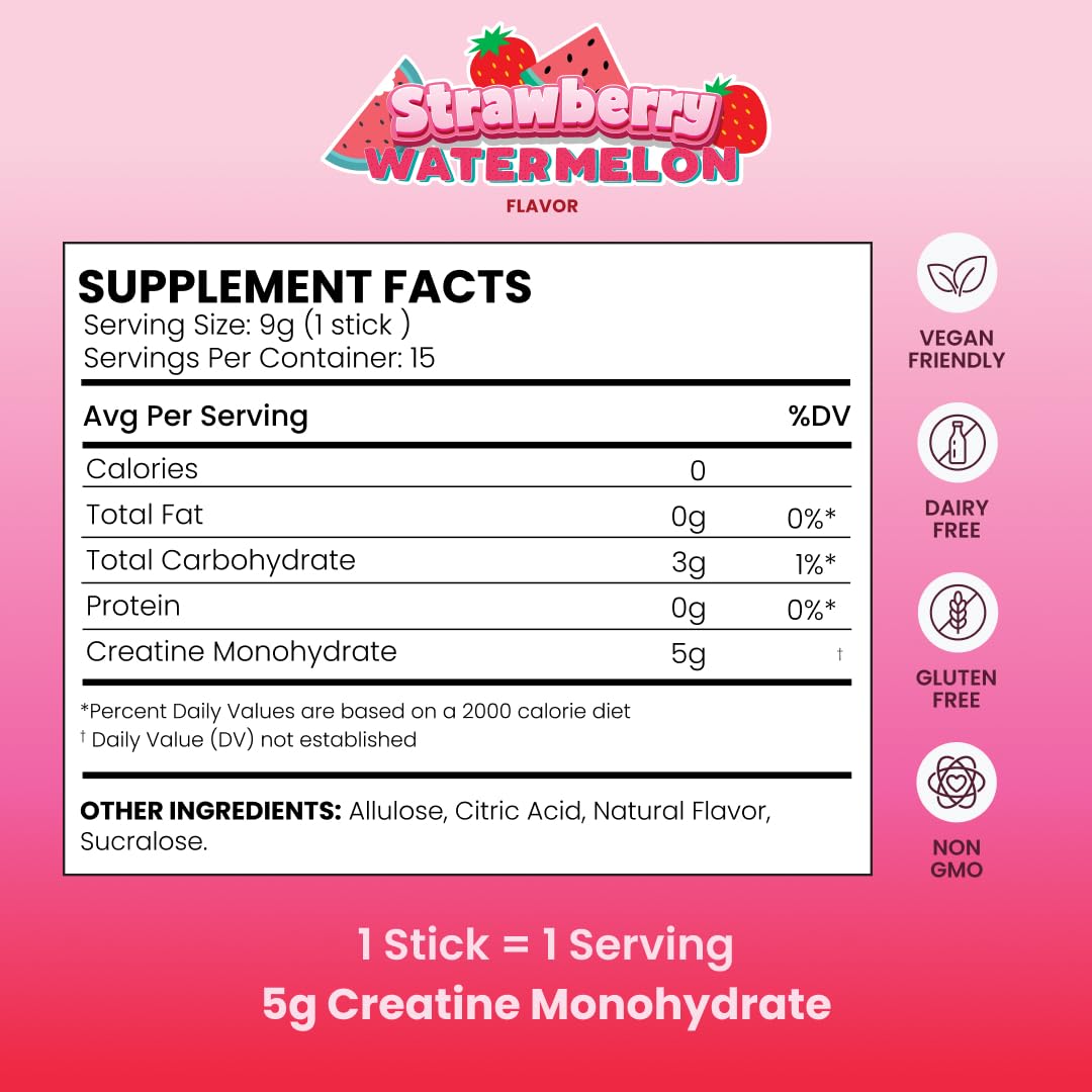 Vue rapprochée d'un EHP Labs Fizz Stick créatine fraise pastèque