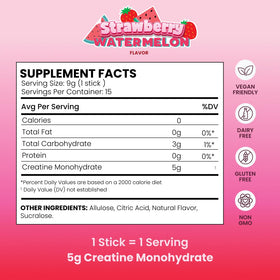 Vue rapprochée d'un EHP Labs Fizz Stick créatine fraise pastèque