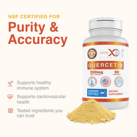 Vue rapprochée d'une capsule de Quercétine 500mg Genex Formulas