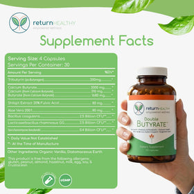 Vue rapprochée de capsules de Double Butyrate Return Healthy