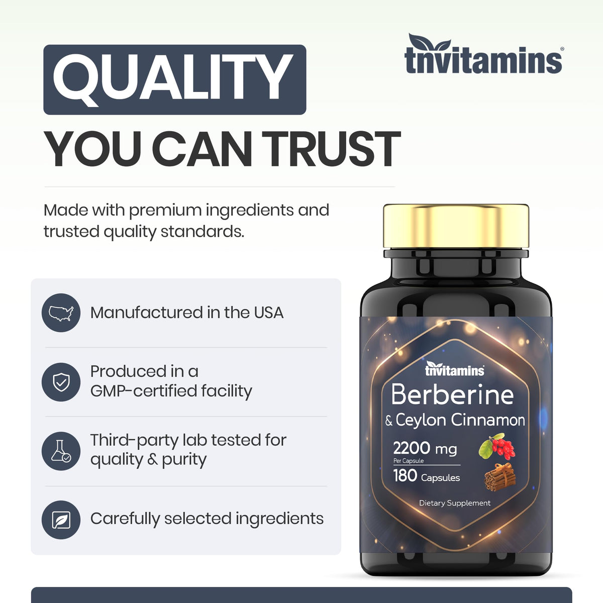 vue rapprochée de capsules tnvitamins Berberine