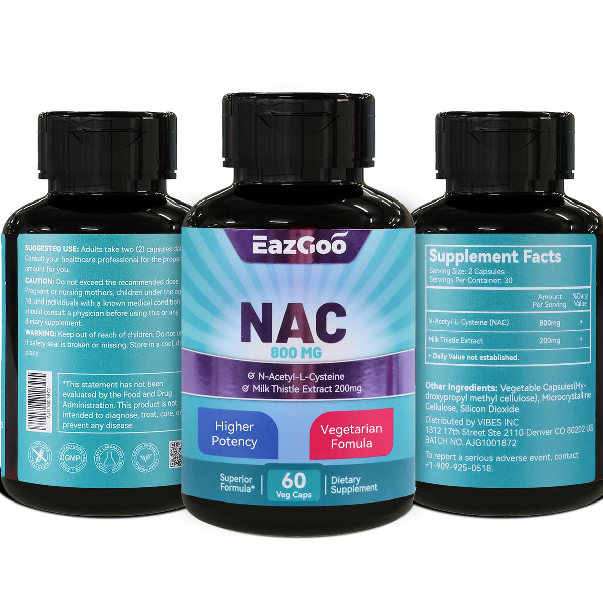 Vue rapprochée de gélules EAZGOO NAC
