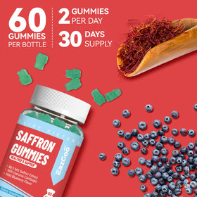 Vue rapprochée de l'extrait de safran dans les gummies