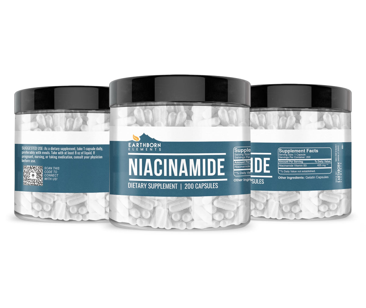 Vue rapprochée de la capsule de Niacinamide d'Earthborn Elements