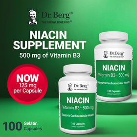 Vue rapprochée de la capsule de niacine Dr. Berg