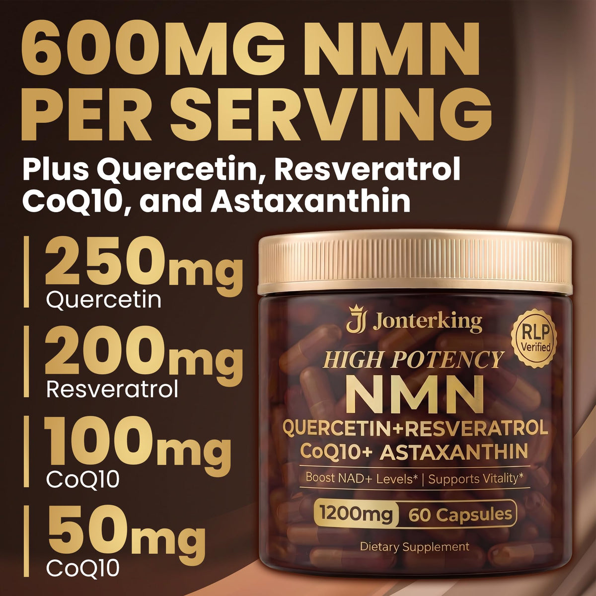 Vue rapprochée de la capsule végétale JonterKing NMN 1200mg