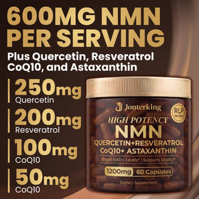 Vue rapprochée de la capsule végétale JonterKing NMN 1200mg