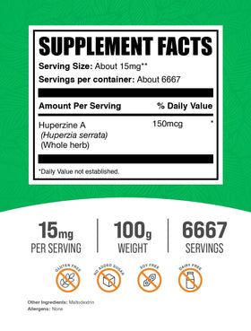 Vue rapprochée de la poudre d'Huperzine A BulkSupplements