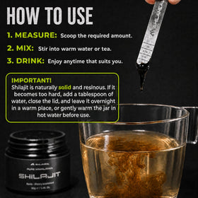 Vue rapprochée de la résine de shilajit SHILAHEAL
