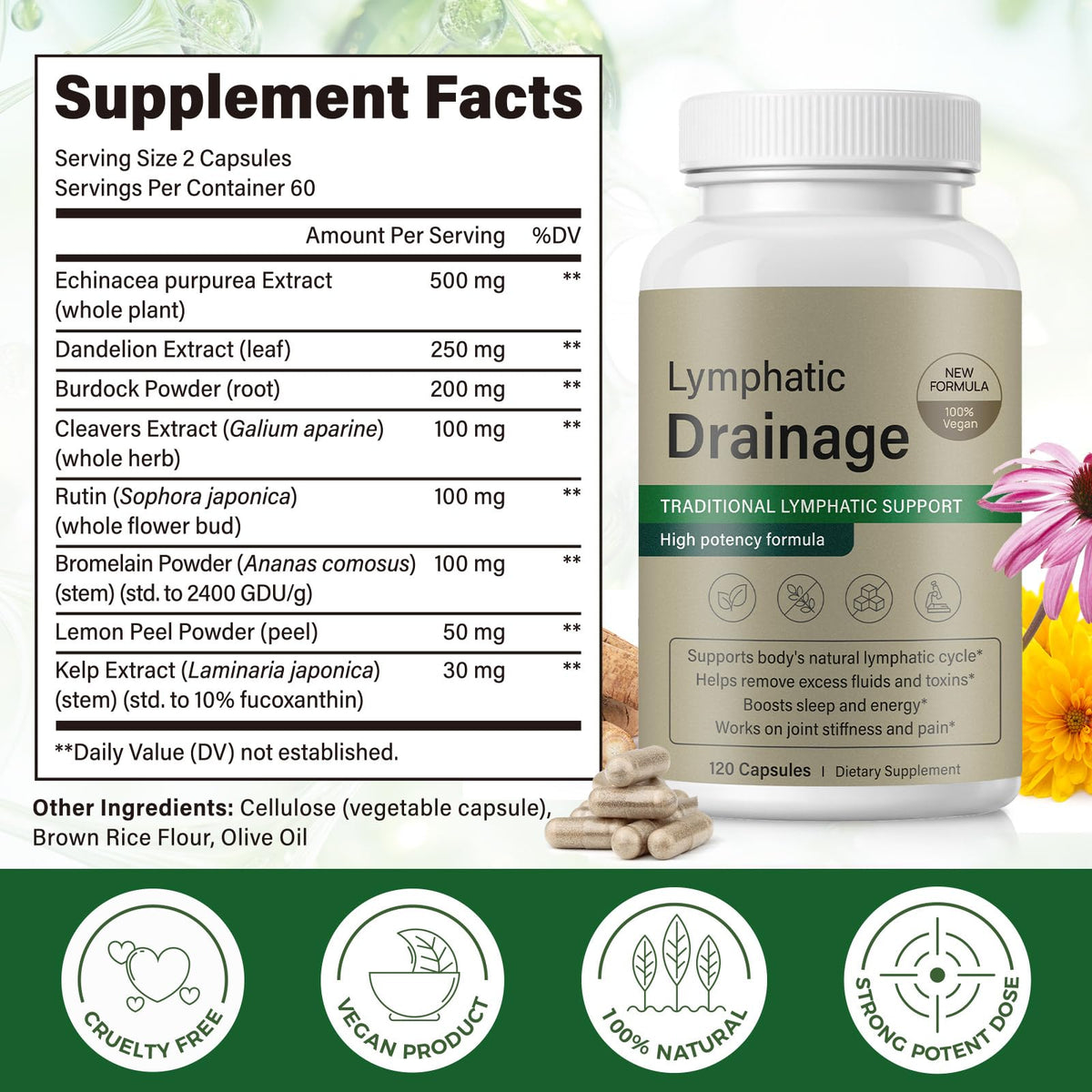 Vue rapprochée des capsules Bivinke pour drainage lymphatique
