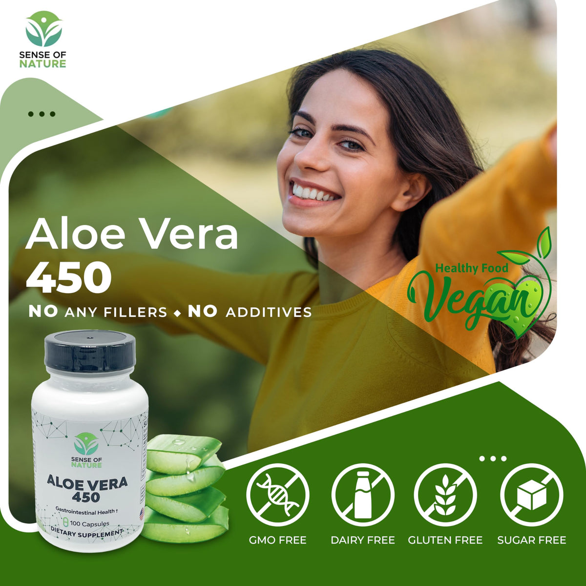 Vue rapprochée des capsules d'Aloe Vera Bio