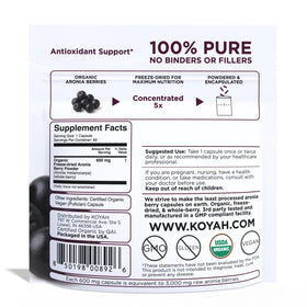 Vue rapprochée des capsules d'aronia KOYAH, couleur marron