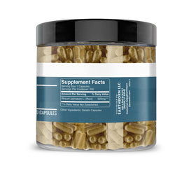 Vue rapprochée des capsules d'extrait de rhubarbe turque Earthborn Elements