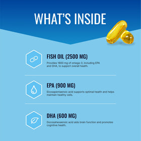 Vue rapprochée des capsules d'Omega-3 MD