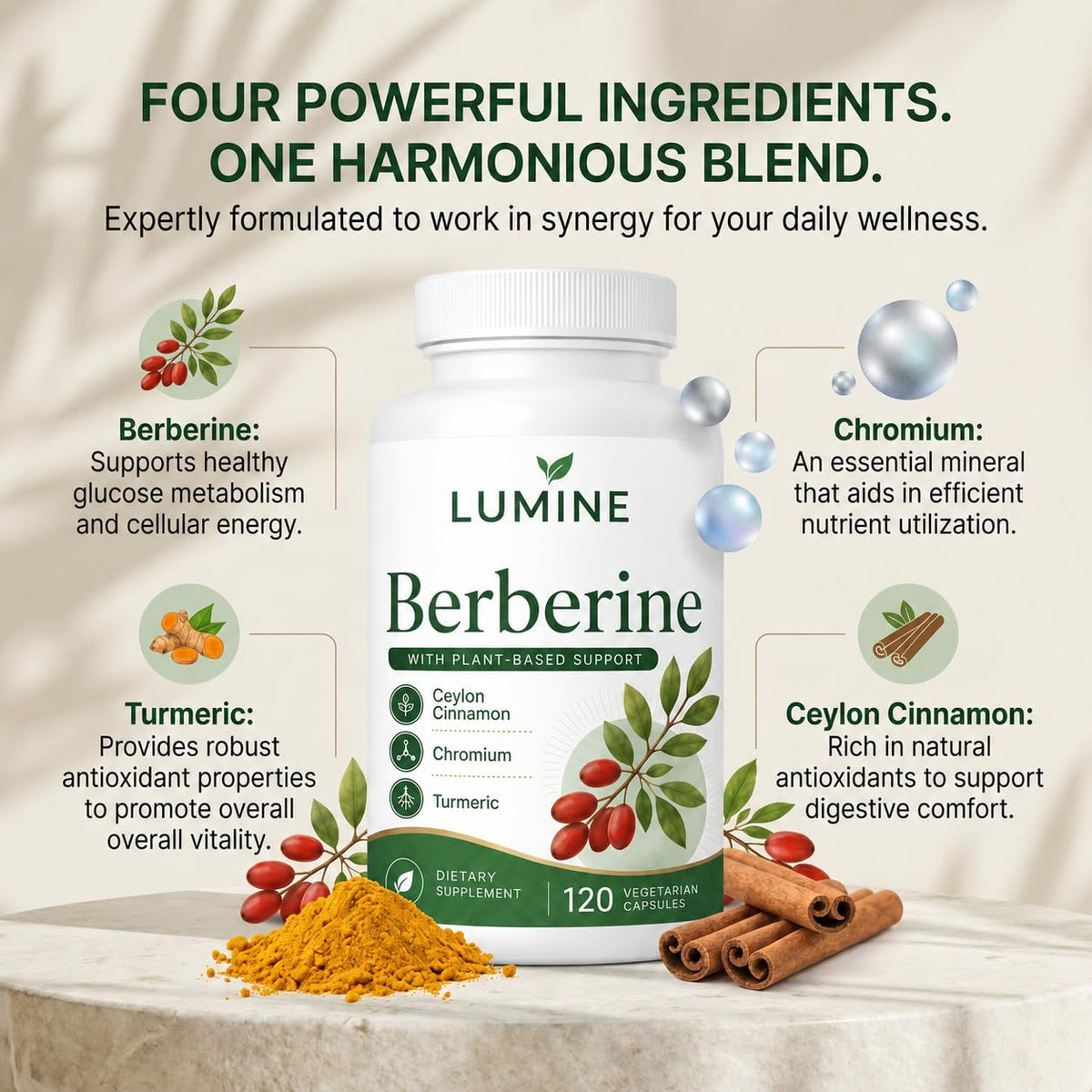 Vue rapprochée des capsules de berbérine LUMINE