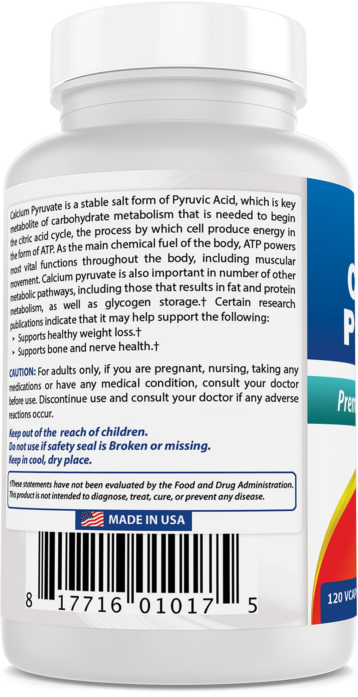 Vue rapprochée des capsules de Calcium Pyruvate Best Naturals